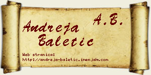 Andreja Baletić vizit kartica